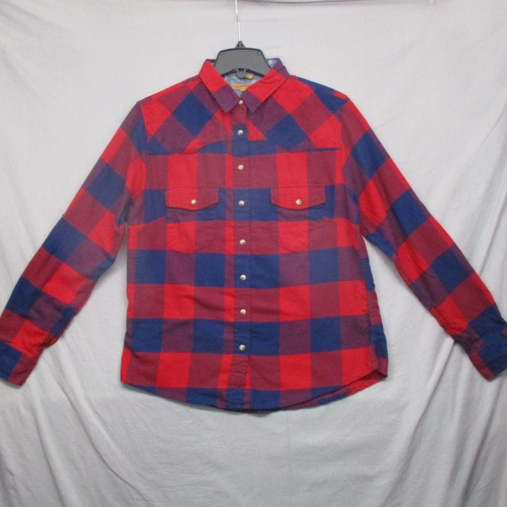 Bea Jach's Girlfriend Peral Snap Plaid Button Down Blue &‎ Red Women Size | M
